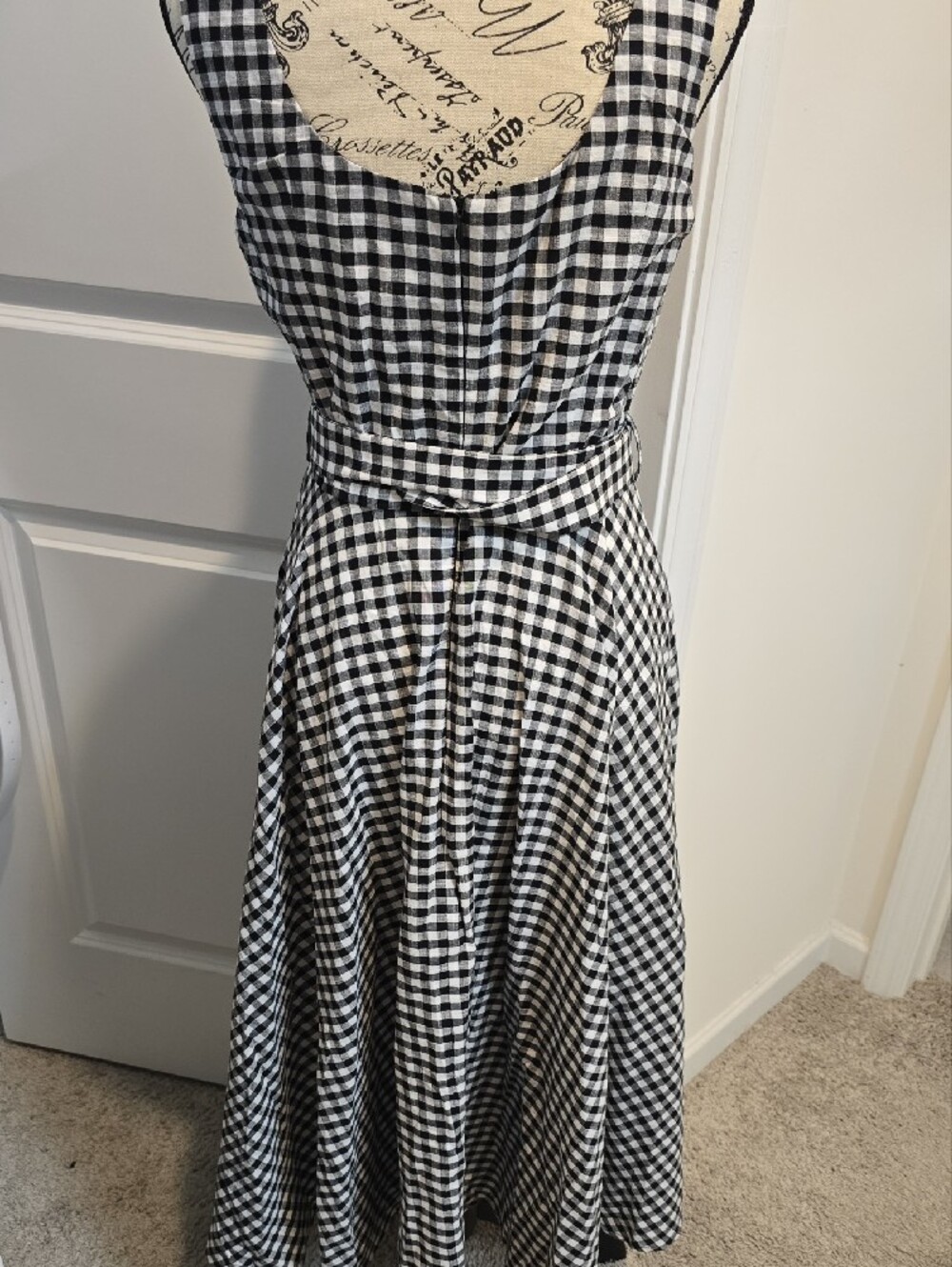 Commense Black and White Gingham Belted Midi Dress - Picture 3 of 8